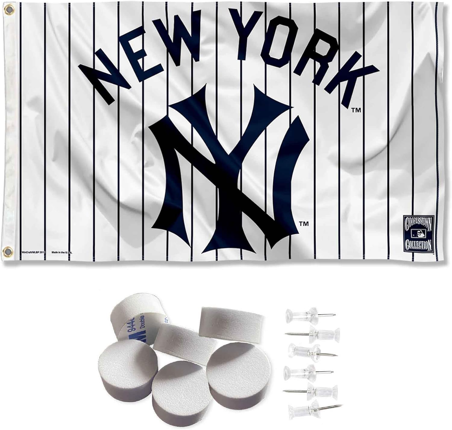 NY Yankees Vintage Pinstripes Banner and Tapestry Wall Tack Pads