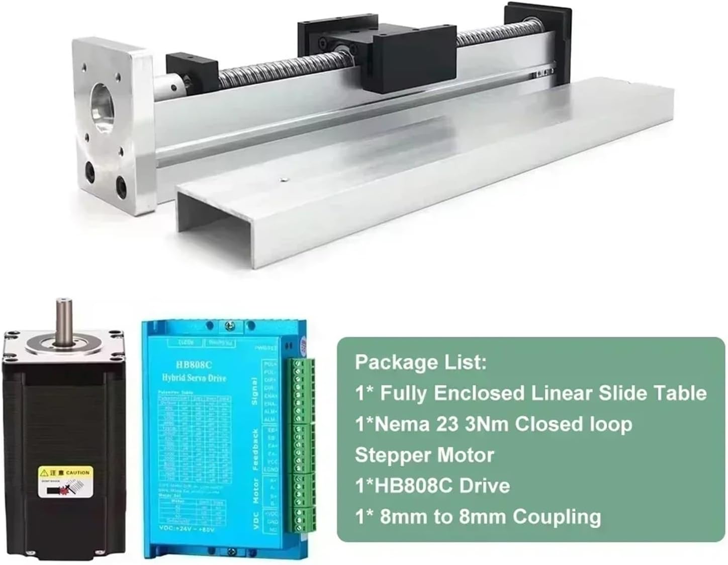X-Y ZAxis Fully Enclosed Linear Rail Guide Stage Dust Cover Slide Table Linear Actuator Ball Screw Module Single Axis(3Nm Encoder Motor)