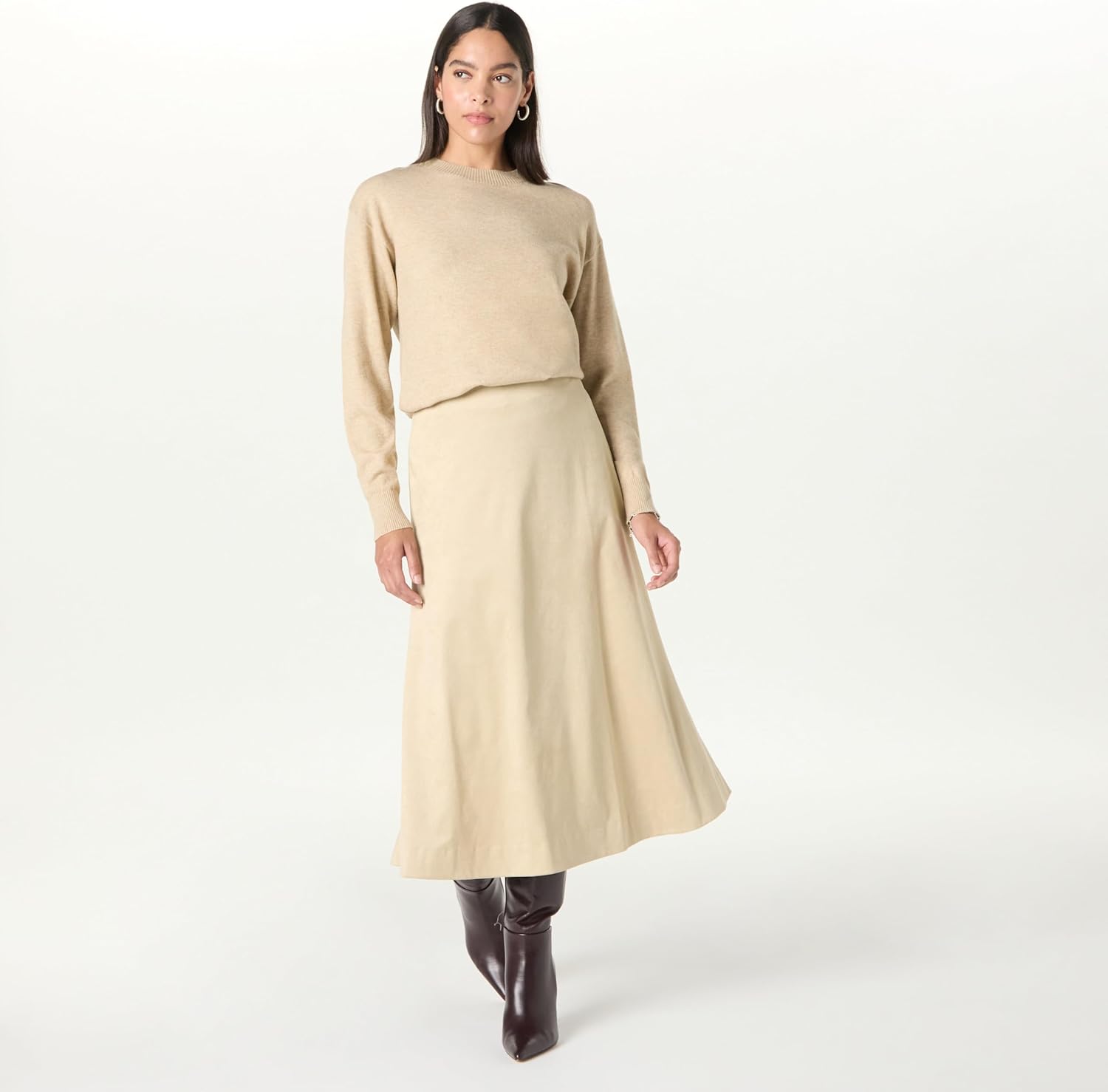 The Drop Womens Cecily Faux Suede Full Long Midi Skirt