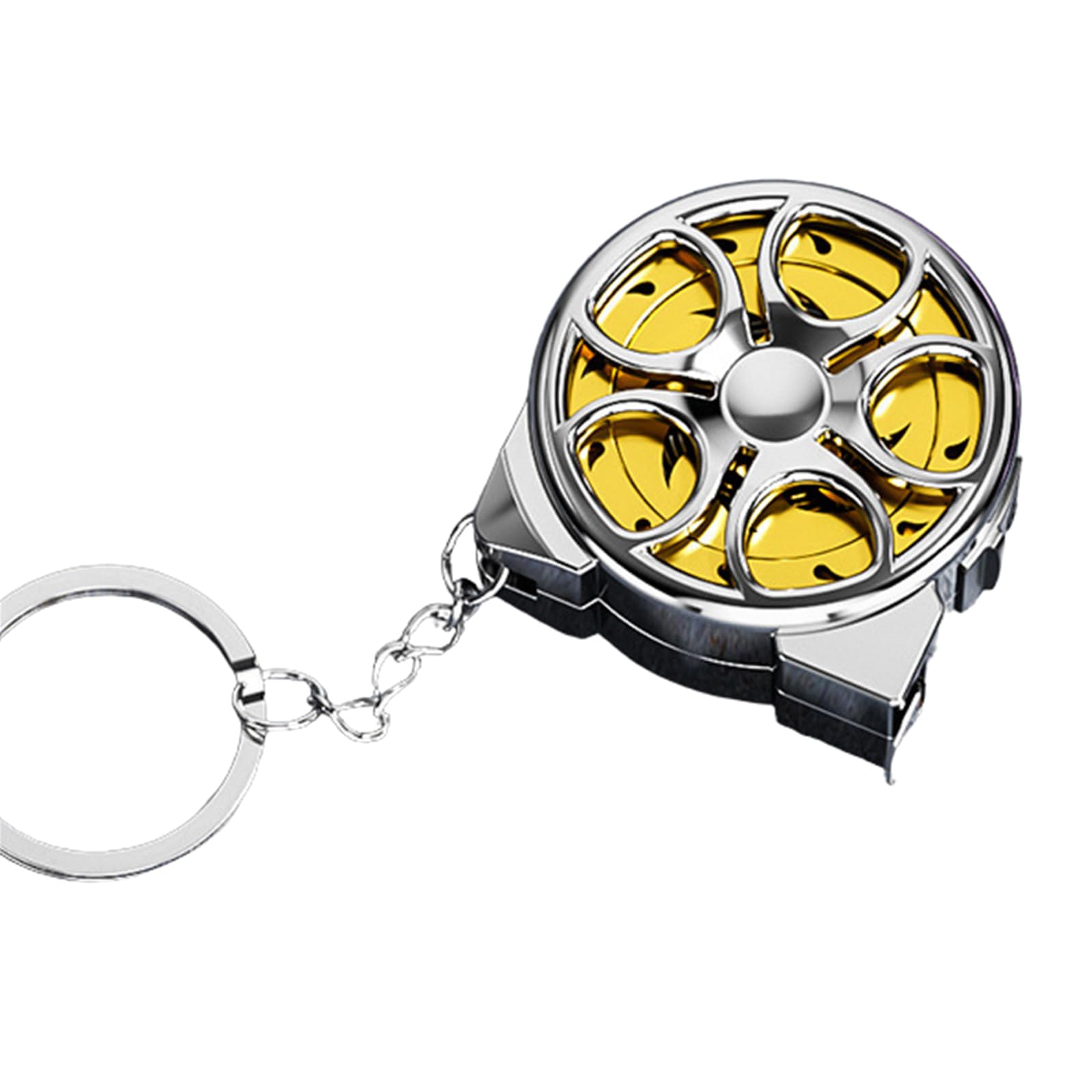 Tape Measure 2m/6.5ft – Keychain Tape Measure Metric & Imperial, Mini Hollow Waterproof Steel Retractable Portable Keyring Pull Ruler Measuring Tape (Gold)