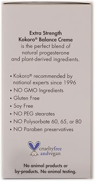 Kokoro Extra Strength Natural Progesterone Creme | Skin Moisturizing Cream | 1.7 oz Pump | 50% More Progesterone | Paraben-free | No Phytoestrogens | No Animal Products, By-Products, or Animal Cruelty