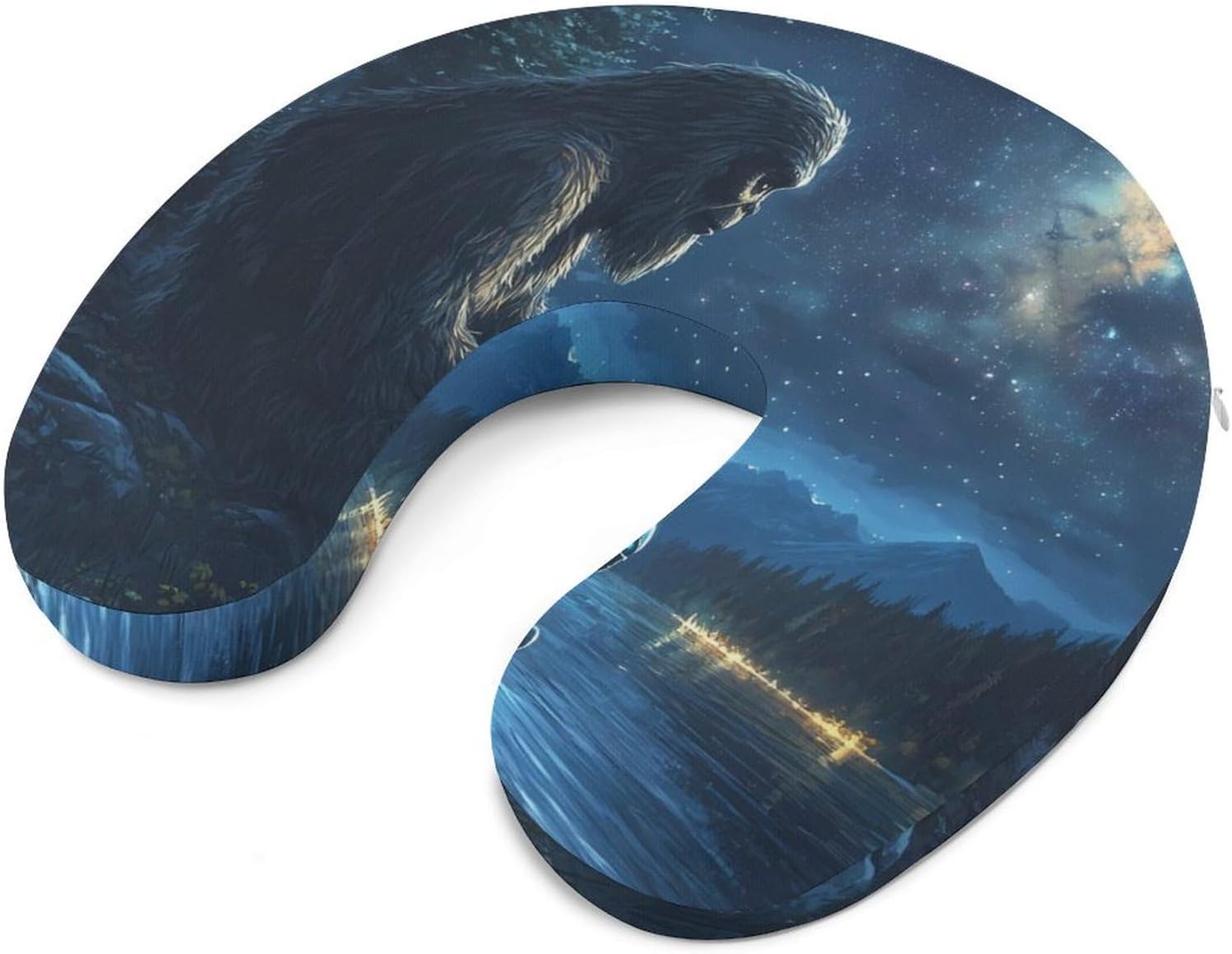 Bigfoot and Alien Funny Travel Pillow U Shaped Memory Foam Neck Pillows Portable for Flight Car Home Office