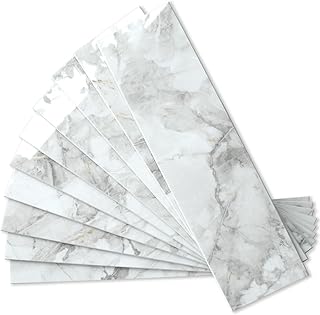 AULIGET 40-Piece Polished White Marble Peel and Stick Backsplash Wall Ti...
