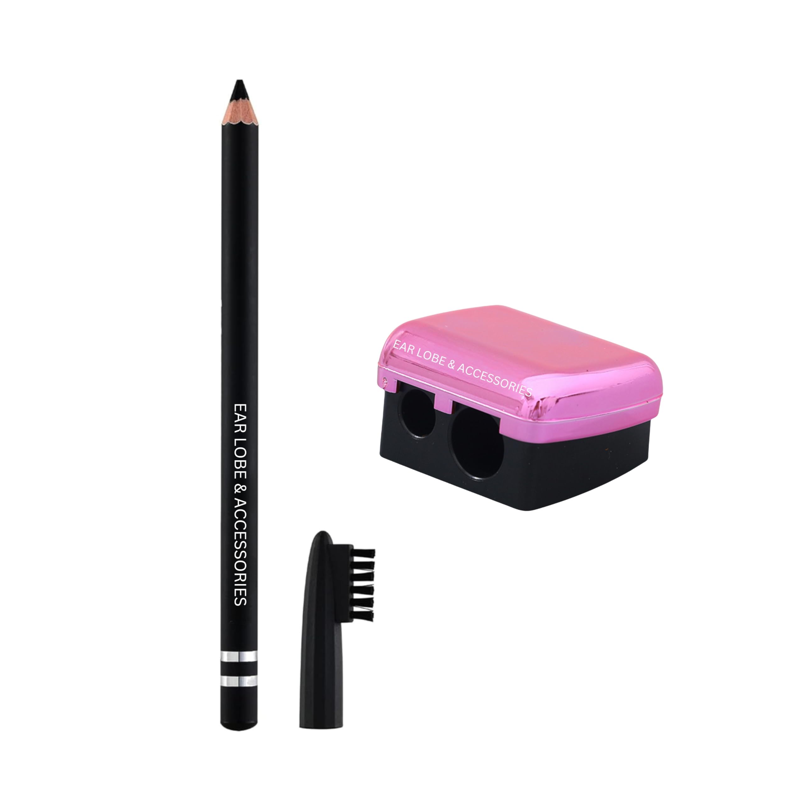 [Ear Lobe & Accessories] Eyebrow Pencil with Brush | Shade - Black (E-01) | Waterproof | Smudge-proof with 2-1 Sharpener - Pack of 1-picture-34