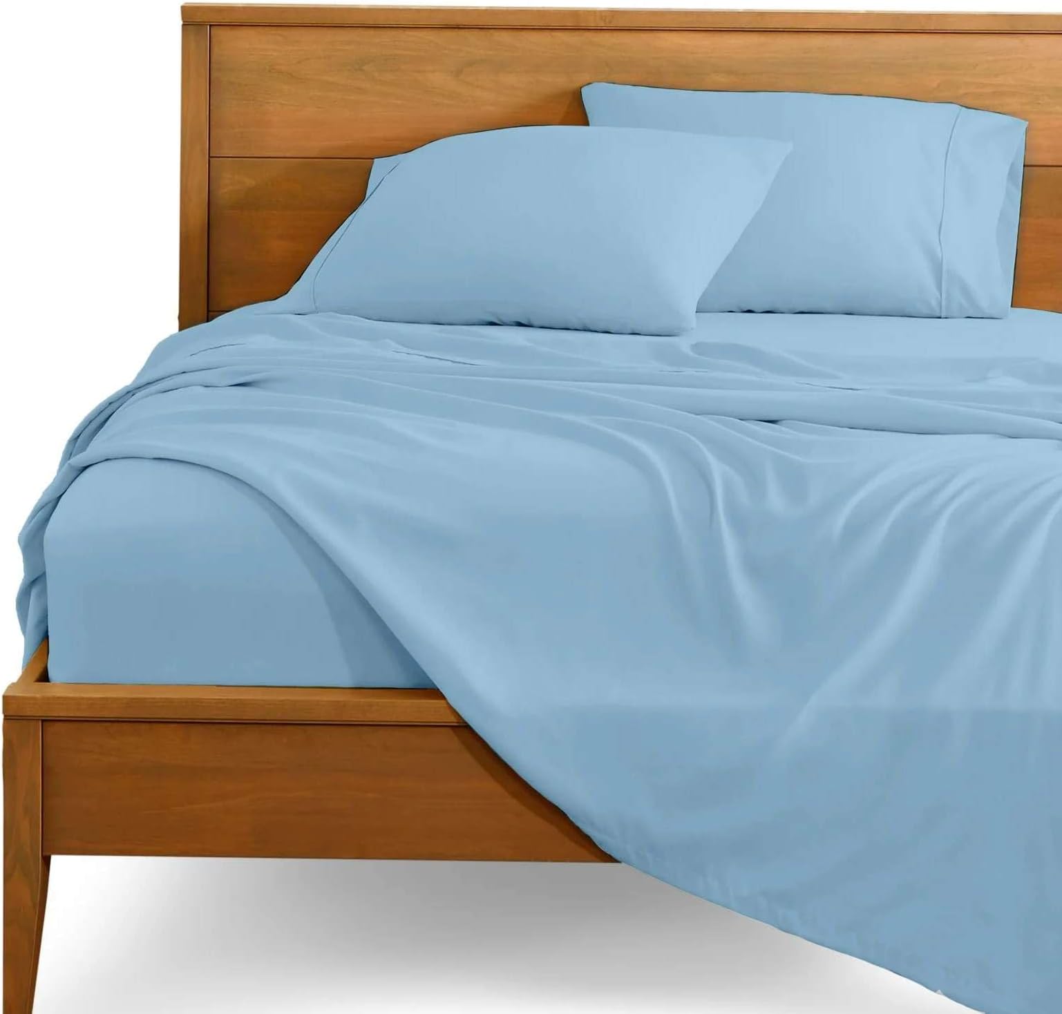 Extra Deep Pocket Sheets - King 4 Piece Sheet Set - Extra Deep Bed Sheets - King Size Sheets Deep Pocket - 18 to 24 Inch Extra Deep Pocket Fitted Sheet Set - Cotton Extra Deep Sheets Light Blue