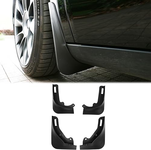 FREEMOTOR802 Compatible con 2020-2023 Tesla Modelo Y guardabarros, PP negro delantero y trasero, protección contra salpicaduras, guardabarros,