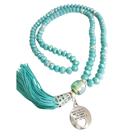 Japamala 108 contas em Cristal Rosa e Pingente Ho'oponopono