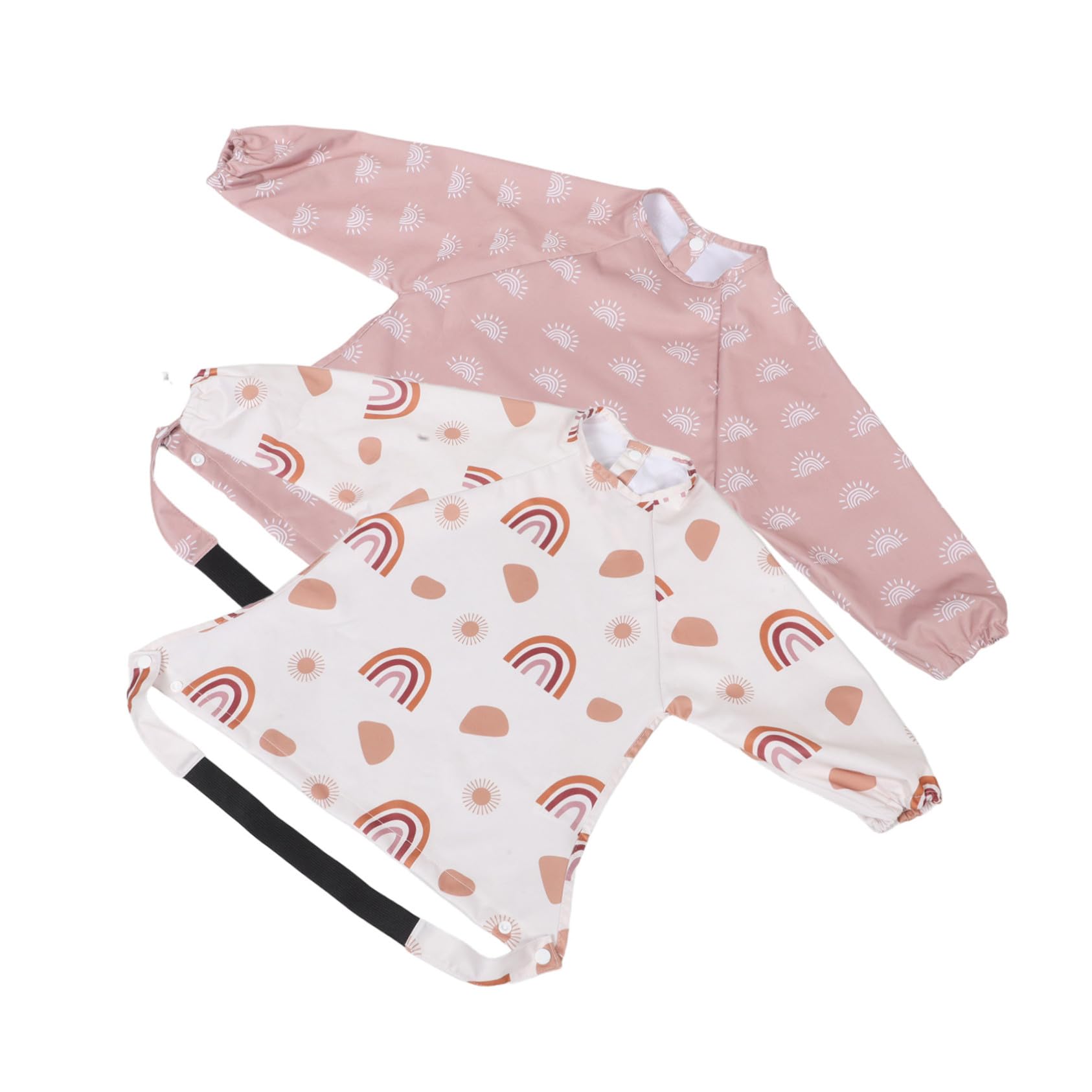 Mikikit 2 pezzi Bavaglini Impermeabili con Maniche Lunghe per Grembiule da Svezzamento con Copertura Completa per Ragazzo Ragazza e Ragazza Facile da Indossare e Resistente alle Macchie