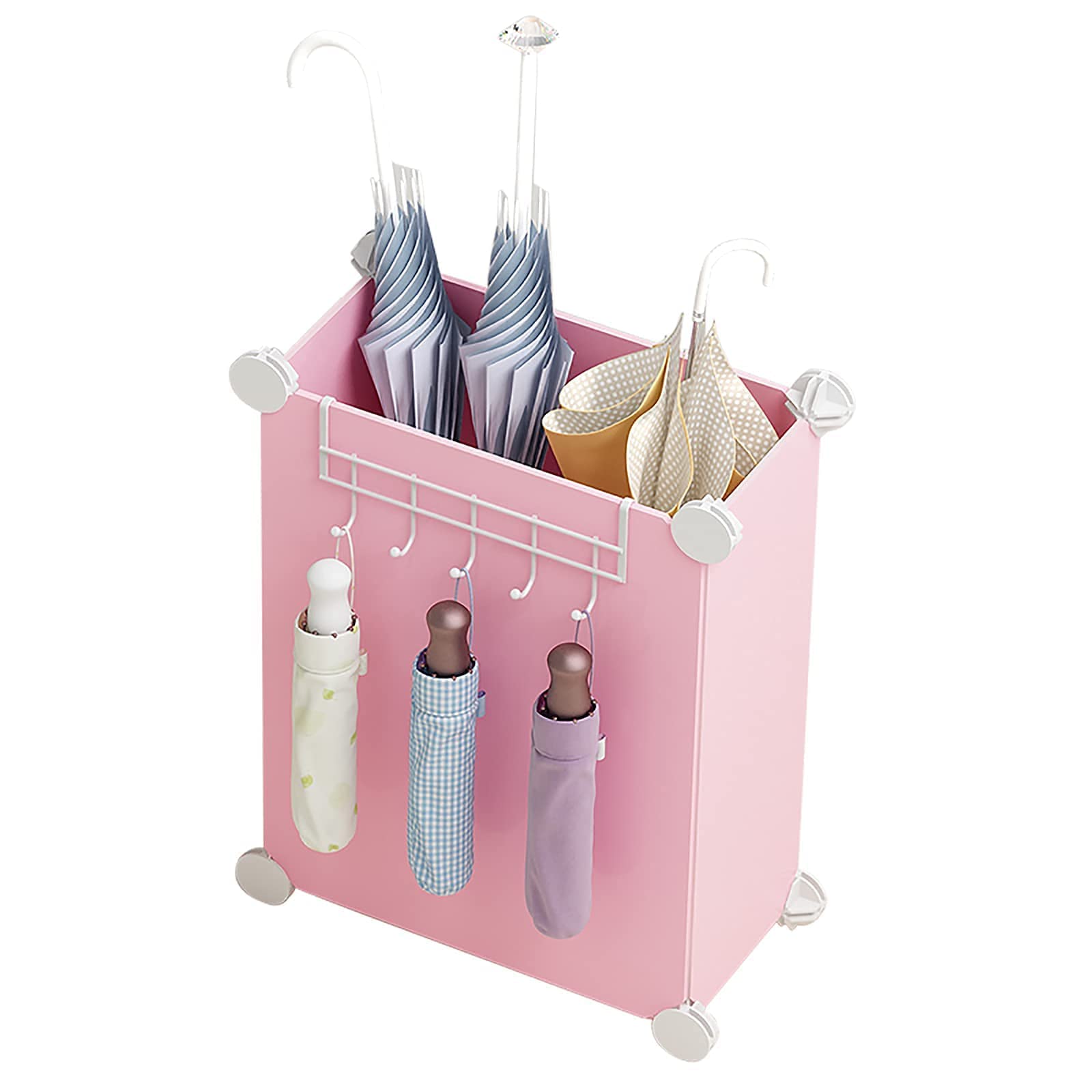 Support d'organisateur de parapluie rose pour couloir et porte d'entrée d'appartement