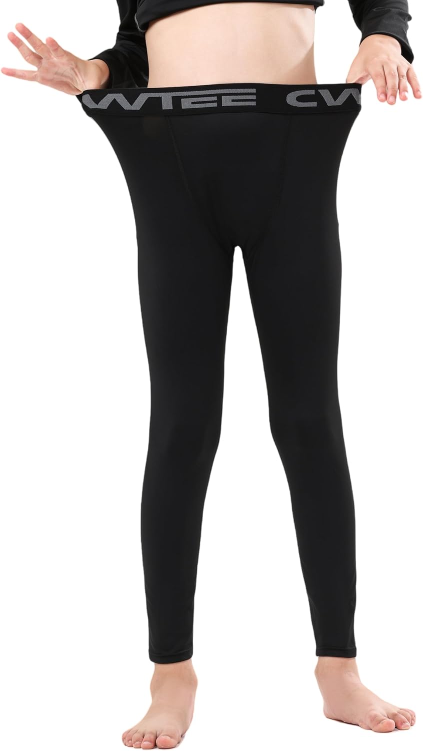 Boy's Compression Pants Athletic Leggings 1 or 3 Pack Baselayer Tights