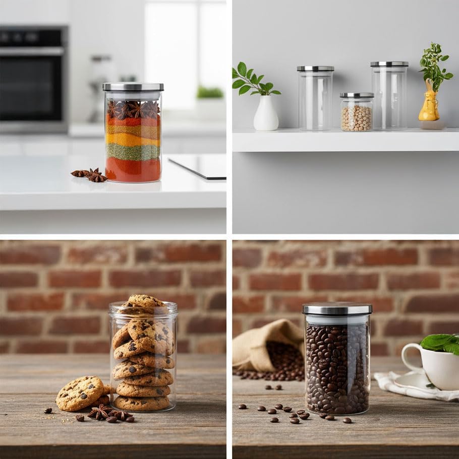 Deconox 1 Adet 700ml Vakumlu Metal Kapaklı Borosilikat Cam Kavanoz (8.5cm*15cm) - Görsel 3