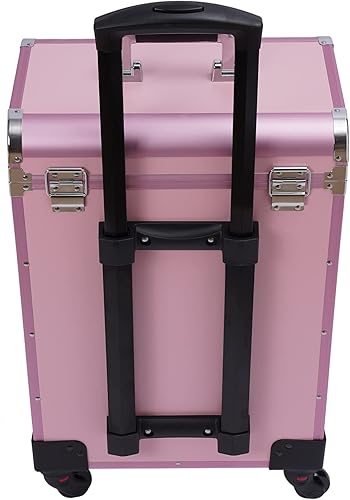 Miniatura 5 de Estuche de tren de maquillaje rodante de 3 capas, estuche de maquillaje profesional con ruedas y cerradura, estuche organizador de maquillaje con