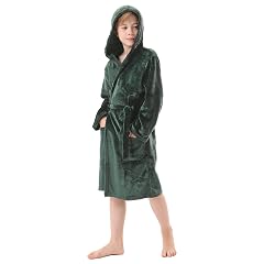 V GRIN Boys Fleece Robe Hooded Plush Soft Fuzzy Bathrobe for Kids 5-14 Years