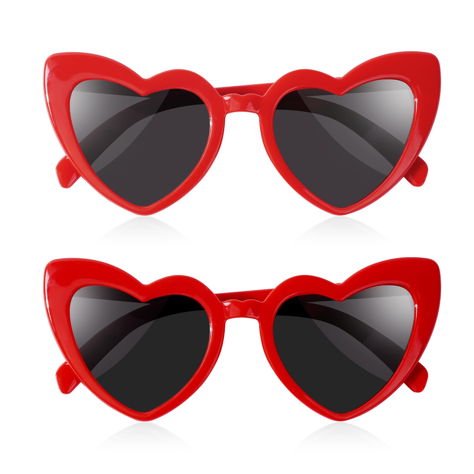 Ainiv Occhiali da Sole a Forma di Cuore, 2 Paia di Occhiali Vintage Cat Eye Love, Protezione Solare UV400 e Protezione UV Lenti Grigie Nere, per Donna Uomo Bambini Party