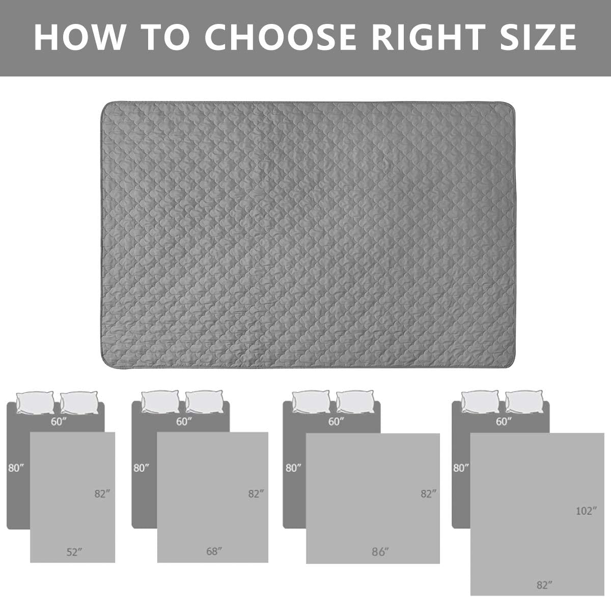 SPXTEX Dog Bed Cover Washable Couch Cover Non-Slip Sofa Cover Furniture Protector Cover Reusable Incontinence Bed Underpads for Pets Kids Children Dog Cat 68"x82" Dark Grey+Grey : Pet Supplies