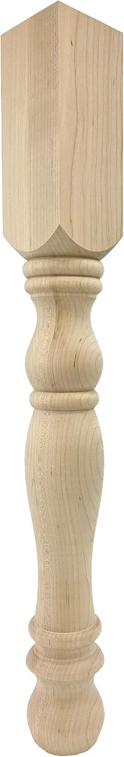 Highland Manor Wood Products Bedford Dining Table Leg - 29" Tall x 3 1/2" Wide - Unfinished Wooden Leg for Kitchen Dining Tables, Classic Home Decor, or Desks (Pine) (1 Leg)