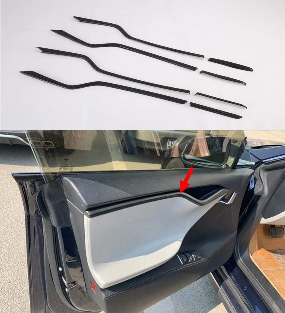 / 8Pcs Carbon Fiber Style Interior Car Body Door Side Molding Trim Cover Guard for Tesla Model S 2013-2020