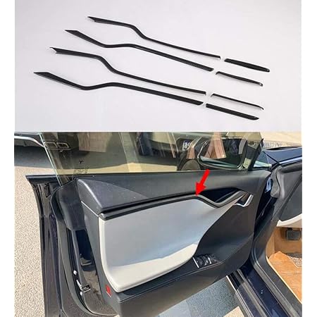 Momoap / 8Pcs Carbon Fiber Style Interior Car Body Door Side Molding Trim Cover Guard for Tesla Model S 2013-2020
