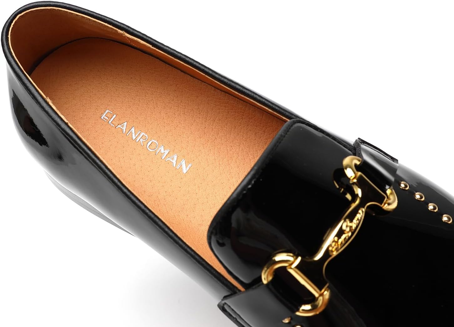 ELANROMAN Men's Patent Leather Velvet Loafers Studded Wedding Party Prom Shoes - Image 2