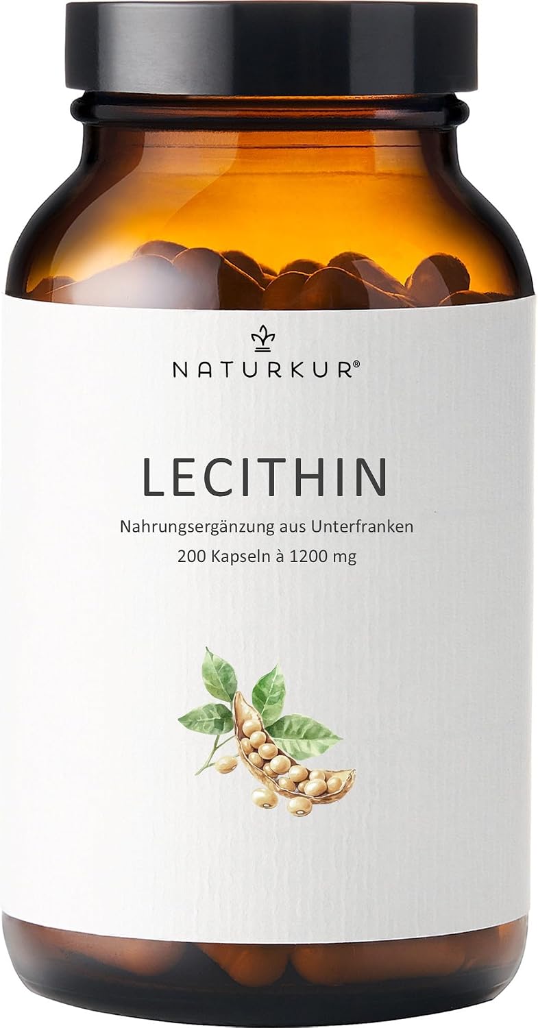 Naturkur Lecithin 1200 mg   200 Capsules in Pharmacist Jar   Handmade in Lower Franconia