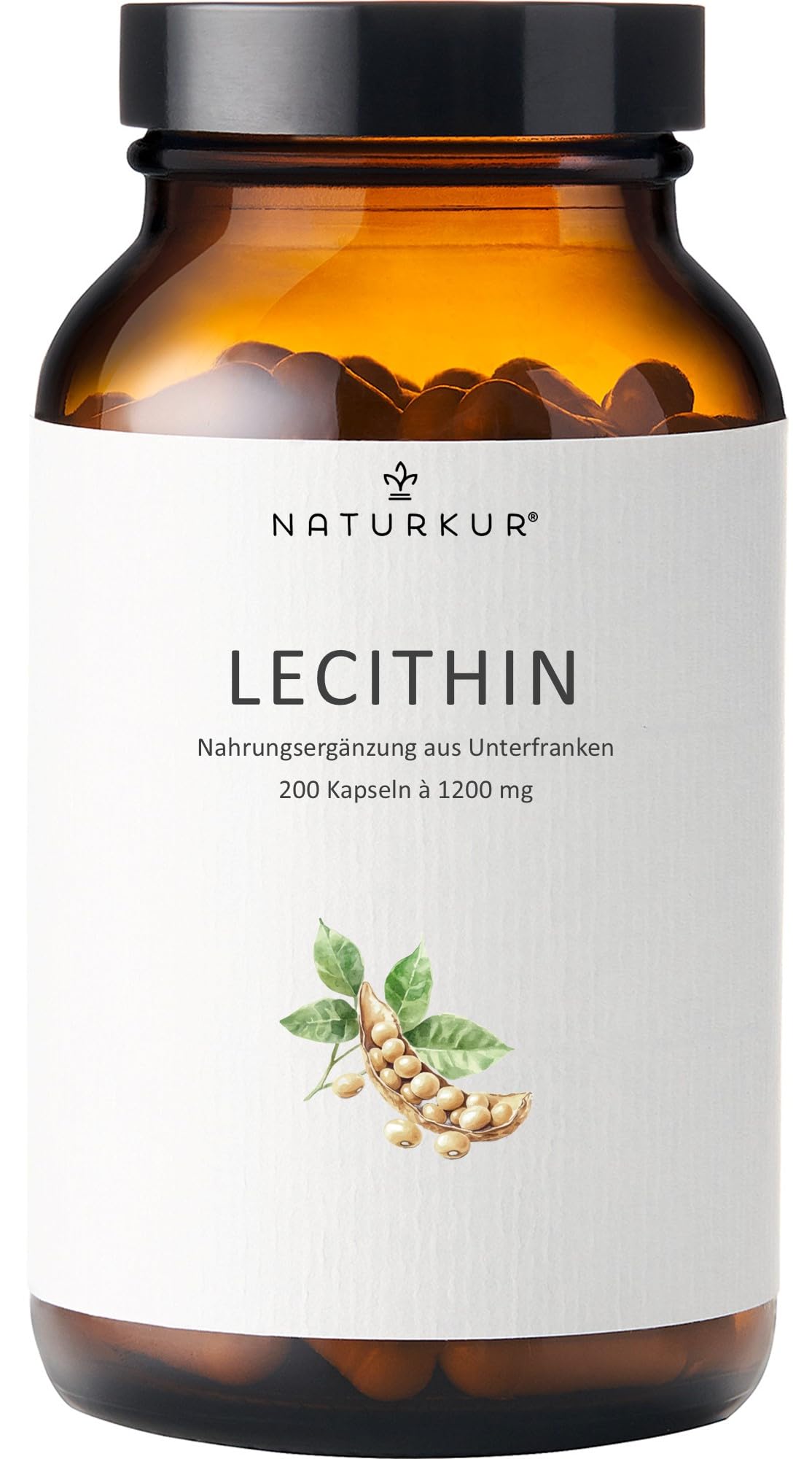 Naturkur® Lecithin 1200mg - 200 Kapseln im Apothekerglas - in Handarbeit hergestellt in Unterfranken