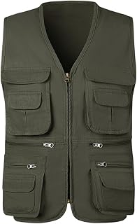 Fishing Vests for Men Safari Travel Utility Zip Up Jacket with Multi Pockets Summer Outdoor Work Photo Vest Waistcoat