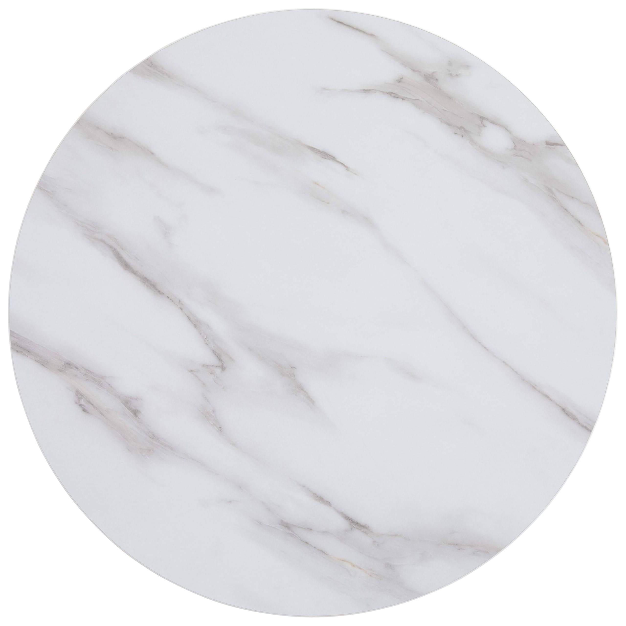 Oviala Plateau de Table Rond en mélaminé 60 cm marbre Blanc