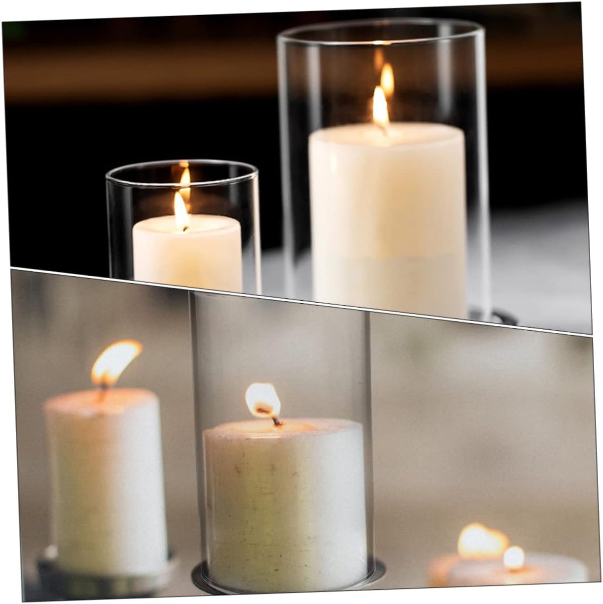 GARVALON 3pcs Glass Candle Covers Open Ended Shades for Wind Protection High Borosilicate Glass Candle Holder Sleeves for Romantic Decor
