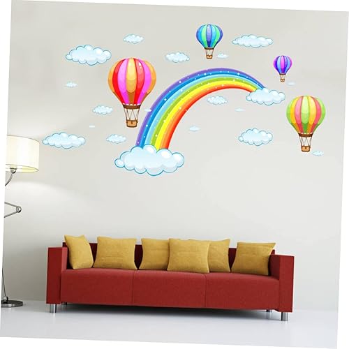 Miniatura 5 de Toyvian Adhesivo decorativo para ventana, diseño de nubes, calcomanías de pared, globo de aire caliente, para habitación de bebé, niña, papel tapiz