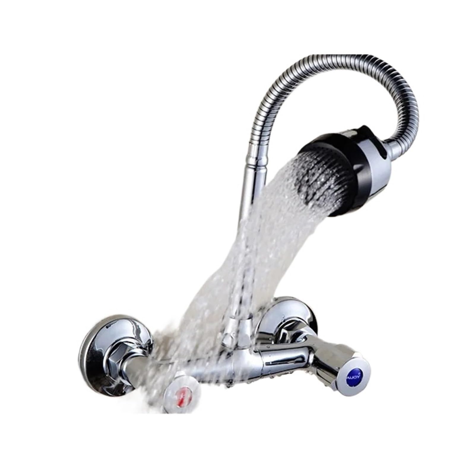 Grifo de cocina de pared mezclador de agua fría y caliente en cobre