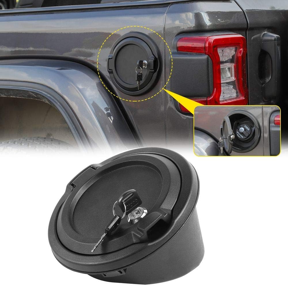 RT-TCZ Fuel Filler Door Locking Gas Tank Cap Cover Accessories for 2018-2024 Jeep Wrangler JL JLU Unlimited Sport Rubicon Sahara 2-Door 4-Door