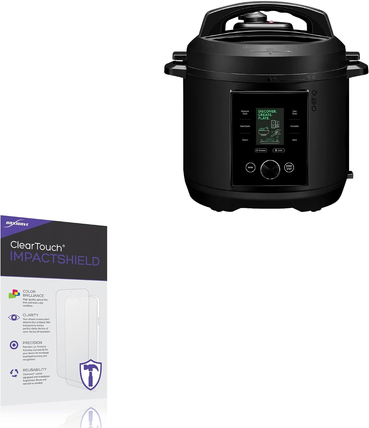 BoxWave Screen Protector Compatible with Chef iQ Smart Pressure Cooker (2 in) - ClearTouch ImpactShield (2-Pack), Impenetrable Screen Protector Flexible Film