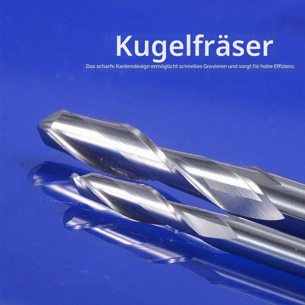 EU_HOZLY Fräser für Holzarbeiten, Durchmesser 1 mm, 1,5 mm, 2,0 mm, 2,5 mm, 3,175 mm, Hartmetall-Kugelkopffräser, CNC-Gravierfräser
