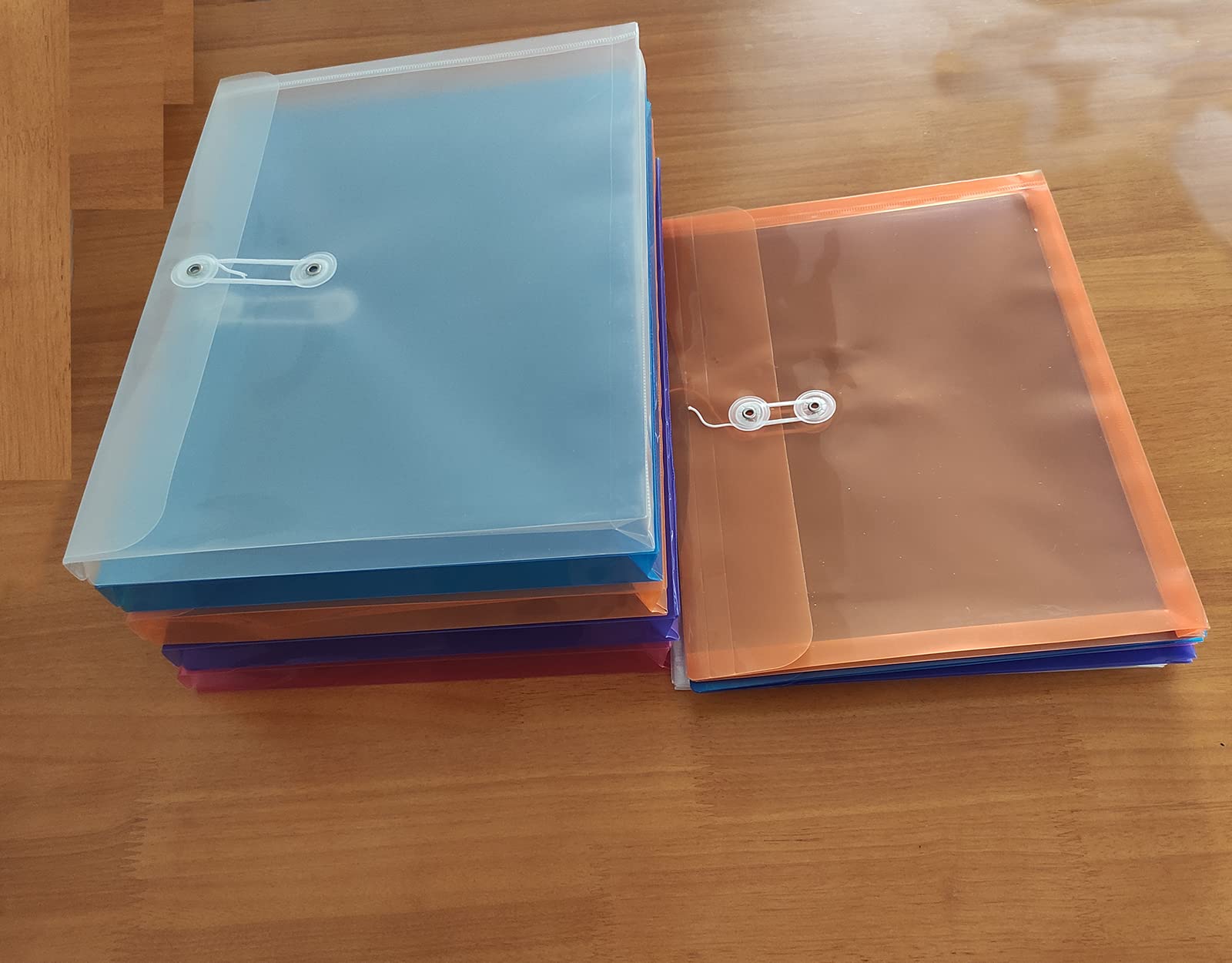 Sobre de cuerda de polietileno tamaño carta con refuerzo expandible, reutilizables, transparente, organizador de documentos de papel para oficina, escuela, hogar,12 paquetes