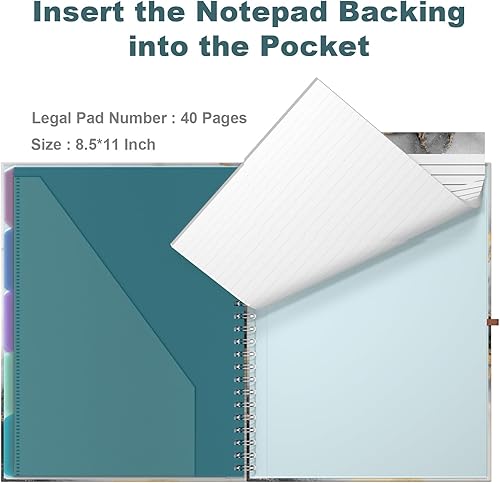 Miniatura 145 de Hongri Clipboard Folio with Refillable Lined Notepad, 8.5 x 11 Folders with Storage 10 Pockets, Spiral Portfolio, Size 12.8x 9.7 in, Office & School