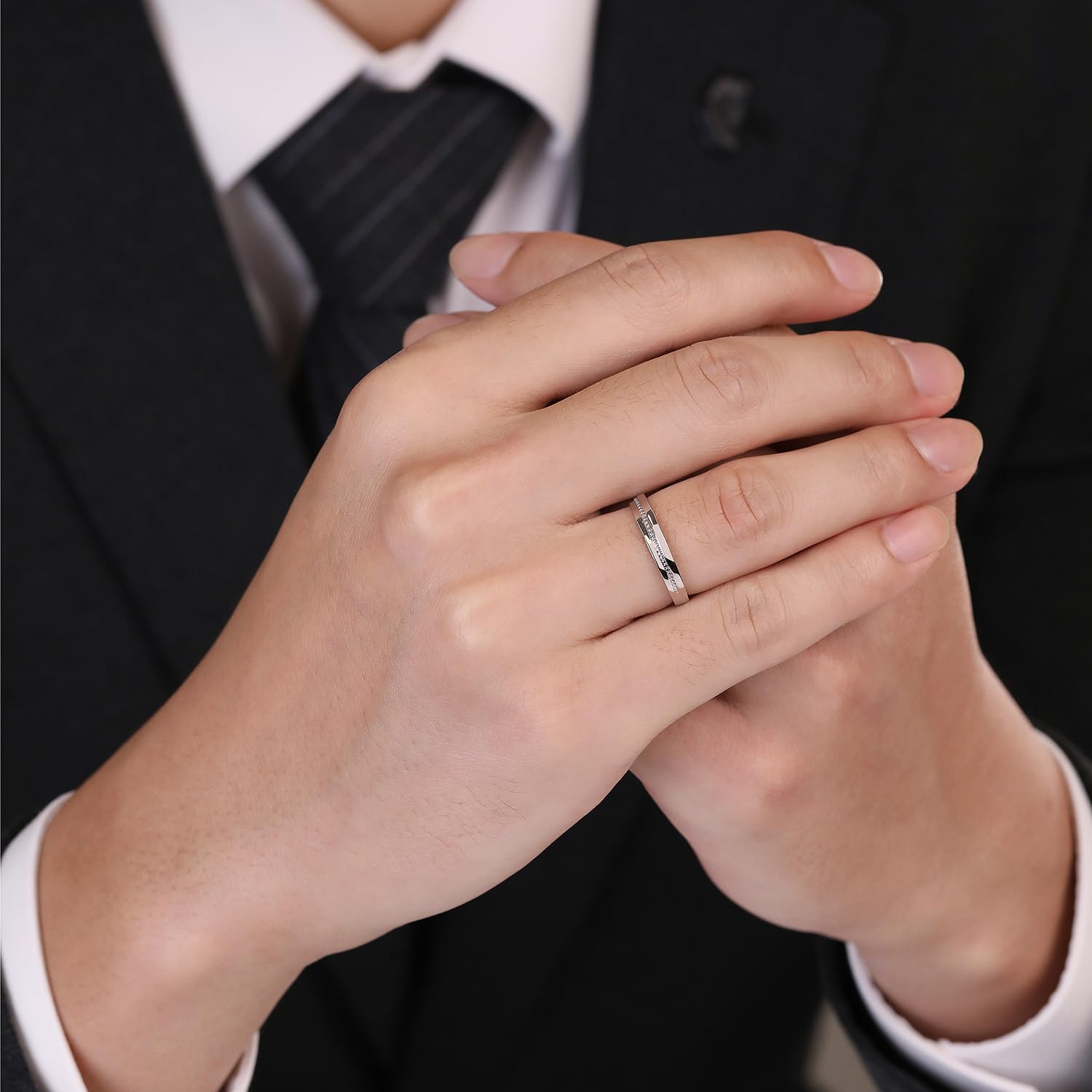 Meissa Alianzas de Pareja Ajustables Plata de Ley 925 Anillo para Ella con Piedra Zirconia 0,44ct & 2,3mm + Él 3,5mm Regalo Boda Compromiso San Valentín Tallas 10-18 & 14-22 (Juego de dos anillos)