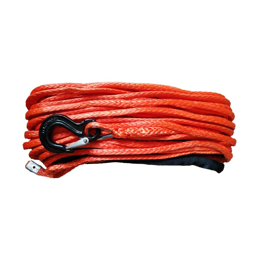 Winch Rope, 14mm X 28m Synthetic Winch Line Rope Cable with Sheath(Rosso)