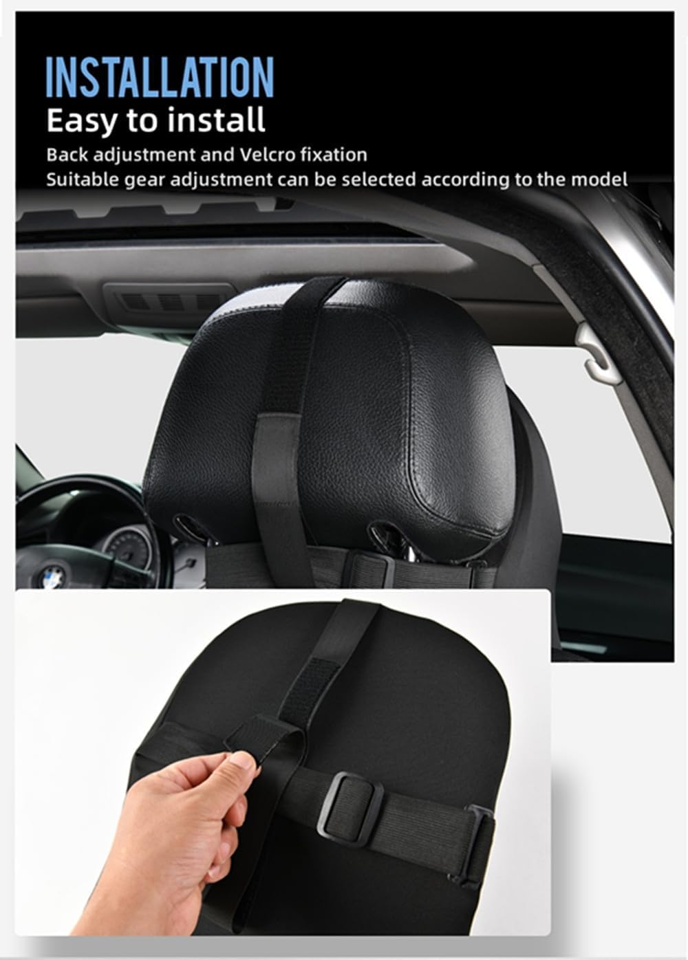 Car Memory Foam headrest and Lumbar Support pad Set, Used to Relieve Driving Fatigue and Comfortably Support The Neck and Back (Black)