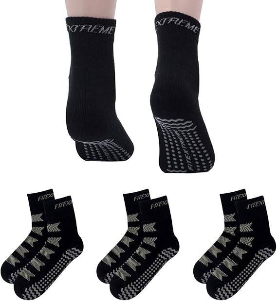 Amazon フィットエックス レディース 靴下 スポーツソックス 滑り止め付き靴下 滑り止め グリップソックス ランニング フィットネス トレーニング ジム 底パイル クッション 3足組 23 25cm ブラック フィットネス トレーニング ソックス 通販