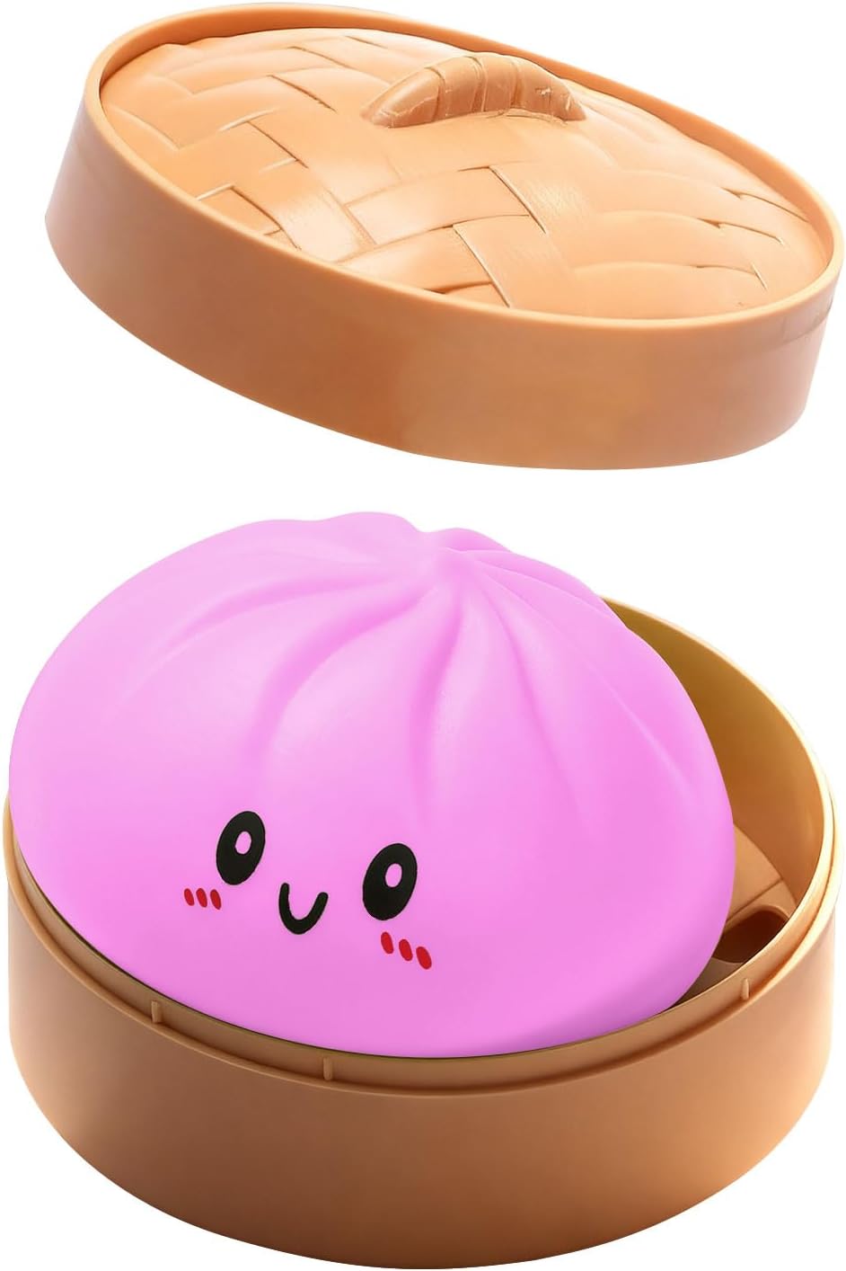 Cute Steamed Bun Squishies Stress Ball, Soft TPR Dumpling Fidget Toy, Sensory Stress Relief Squishy for Kids Adults, Colorful Stretchy Desk Toy, Easter Basket Stuffers & Gift (Blue)
