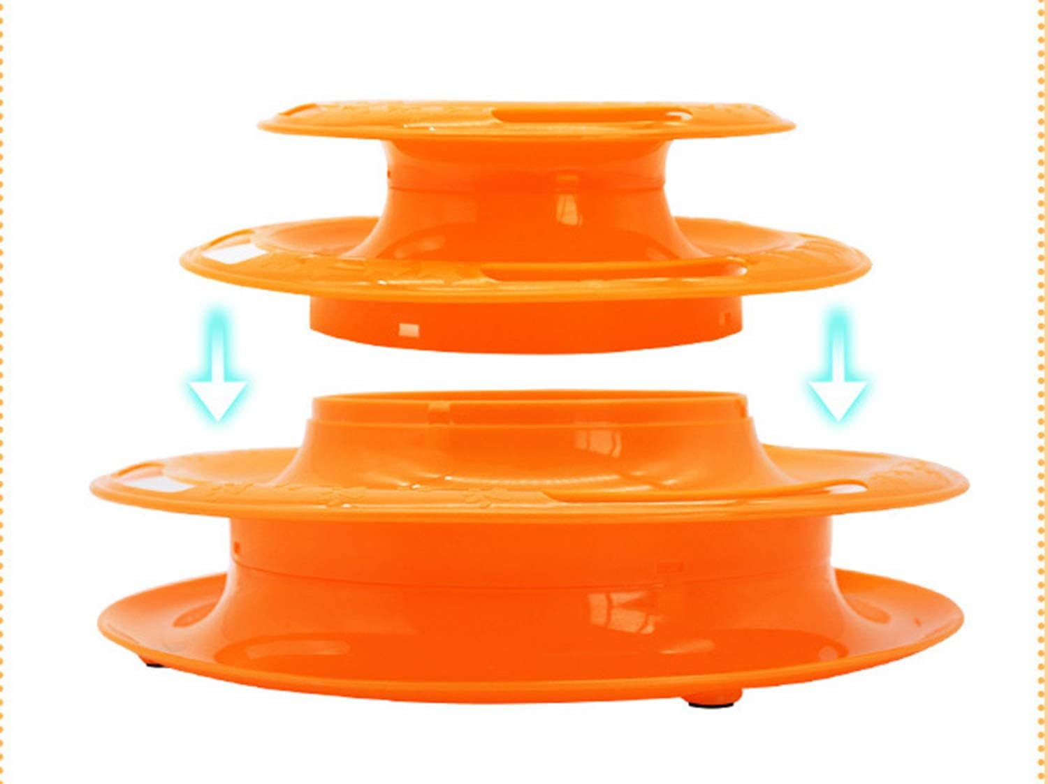 Cat Toy ,Three Layer Ball cat Turntable ,Cat Interactive Puzzle Track Toys (Orange)