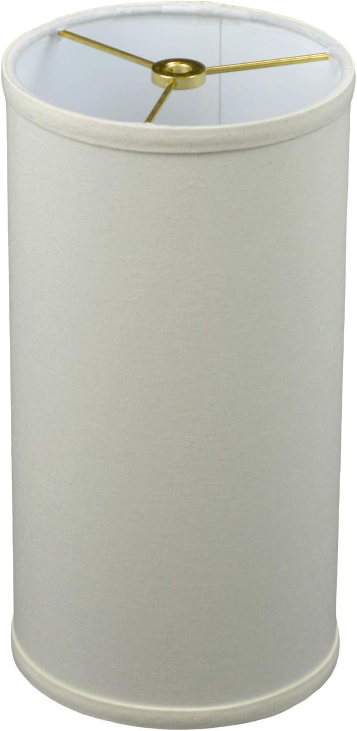 FenchelShades.com 6" Top Diameter x 6" Bottom Diameter 12" Height Fabric Drum Lampshade Spider Attachment Brass Hardware (Linen Cream)