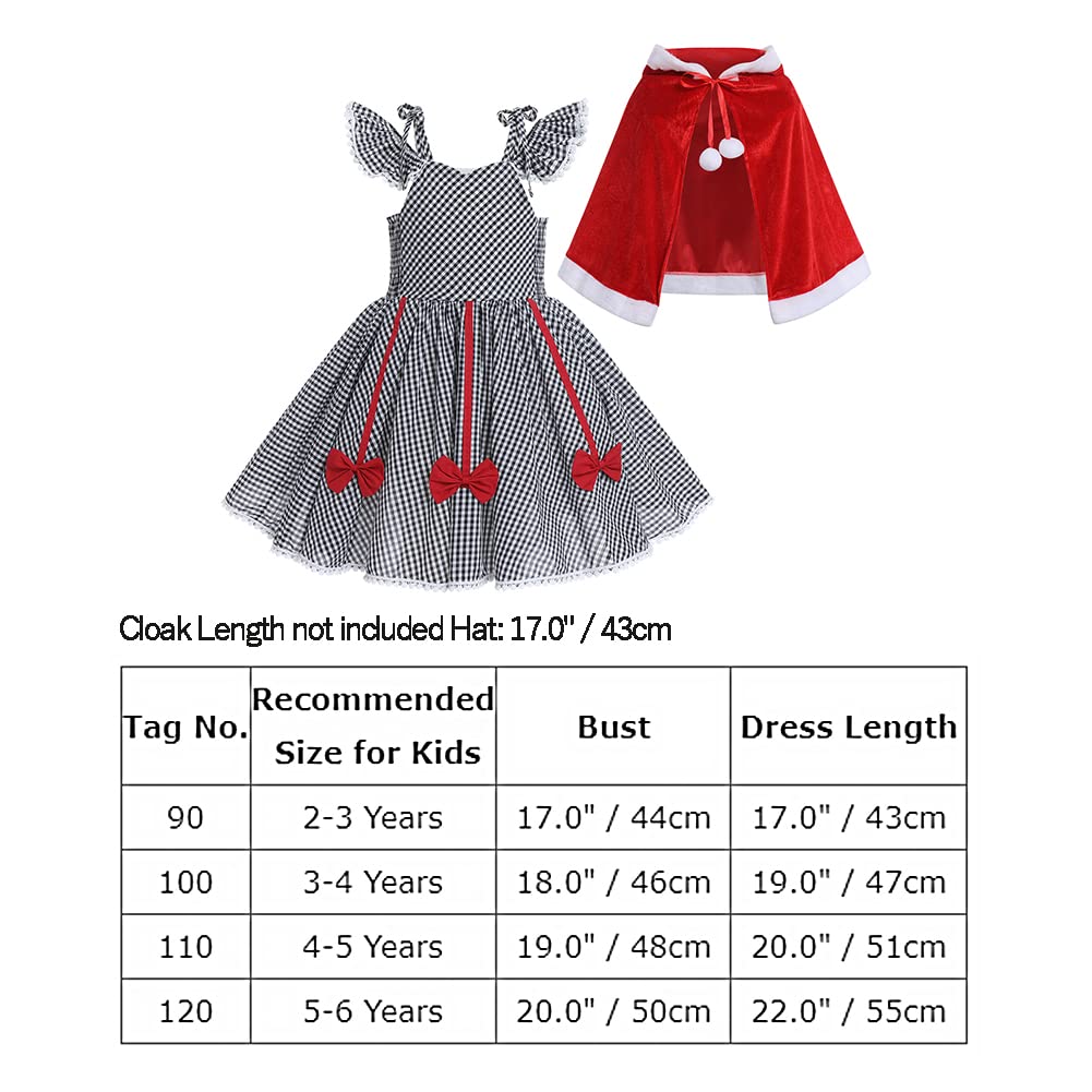 IBTOM CASTLE Robe de Noël pour enfants et femmes avec cape en velours - Costume de Mme Père Noël