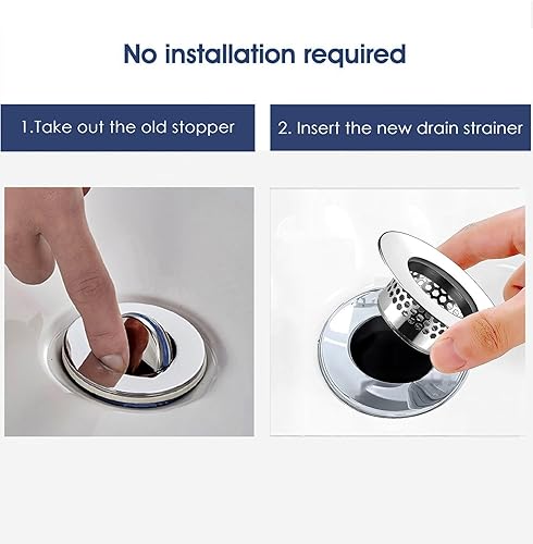 Miniatura 3 de Colador de fregadero de baño (paquete de 3), cubierta de drenaje de bañera, colador de drenaje para lavabo, colador de pelo para lavabo, lavabo de