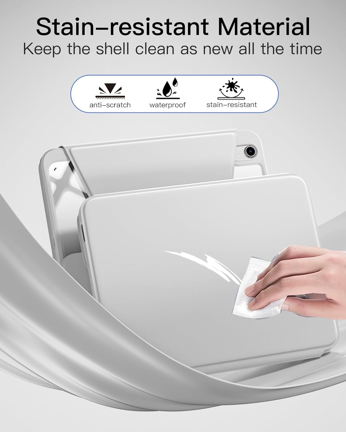 Compatible with iPad 11th 10th Generation Case with Keyboard - Detachable Wireless Keyboard Case for iPad A16 11-inch 2025 & 10.9-inch 2022, 7 Colors Backlit & 360° Rotatable Cover, LightGray - Image 7