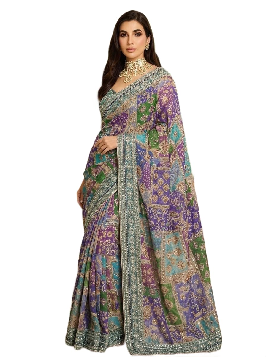 ORHANS Women’s Chiffon Saree with Unstitched Blouse Piece Digital Floral Printed Pattern and Mirror Work | Womens Ethnic Sarees | Sari for Womans | Stylish Saree fo Women Lightweight ORHANS Women’s Chiffon Saree with Unstitched Blouse Piece Digital Floral Printed Pattern and Mirror Work | Womens Ethnic Sarees | Sari for Womans | Stylish Saree fo Women Lightweight