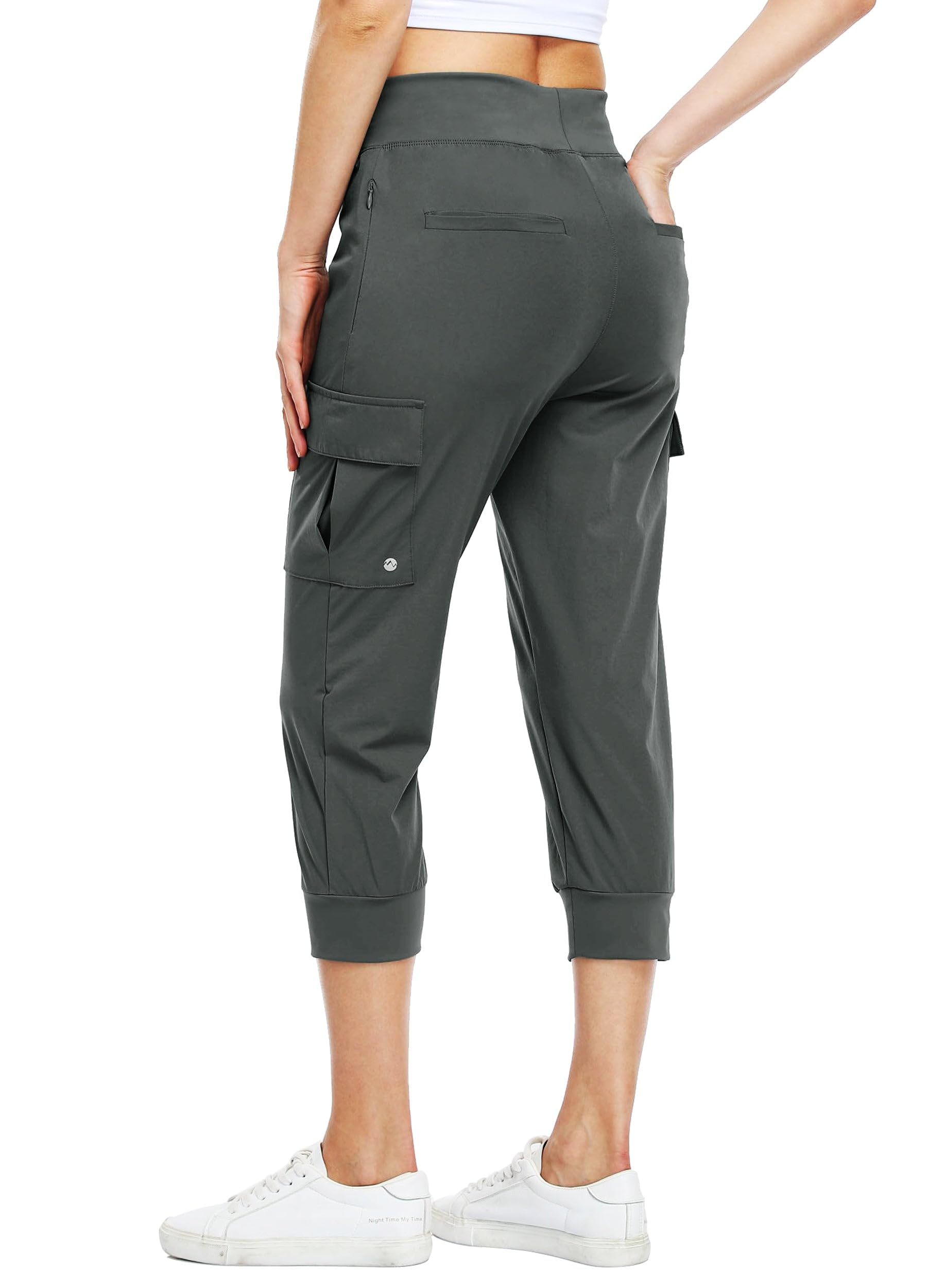 WILLIT Damen Caprihose Cargohose Jogginghose leicht Wanderhose für Workout Outdoor Schnelltrocken Athletik Wasserdicht LSF 50 mit Taschen