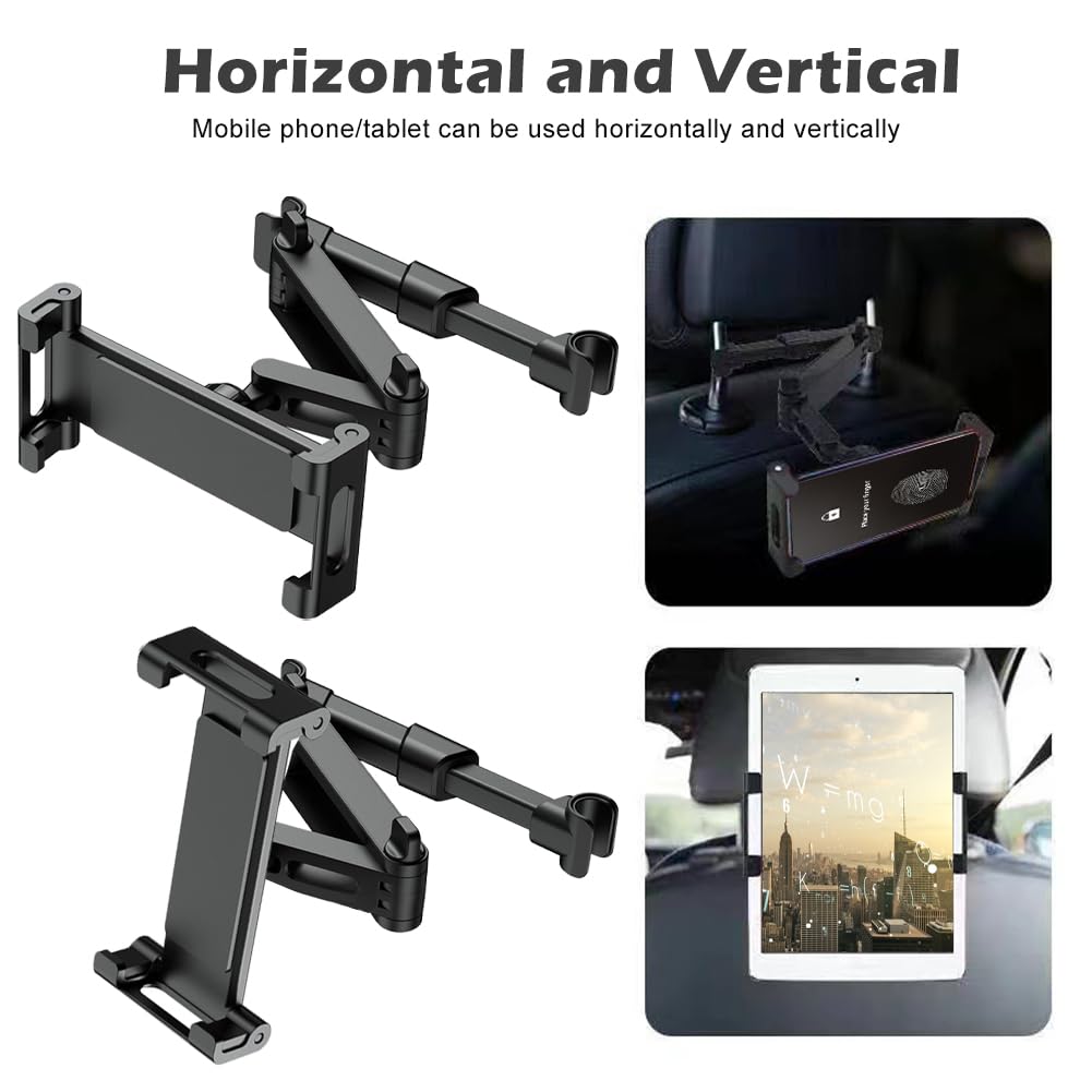 iayokocc Auto Kopfstütze Tablet Halterung, Kopfstützenhalterung Auto Tablets Halterung LKW 360 Grad Drehung Verstellbar Ausziehbar Tablet Halterung für Auto