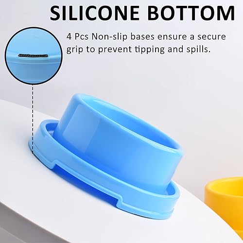 Miniatura 5 de 2 unids Cuencos para perros Pet Cat Cachorro Tazones de comida de plástico redondo sin derrames Alimentador de Alimentos de Agua Plato Colorido