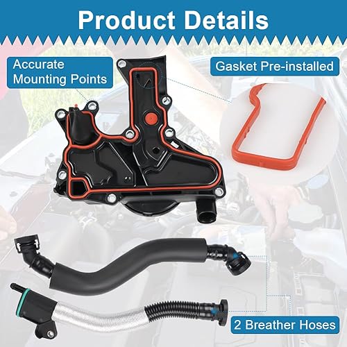 Miniatura 5 de WATERWICH Kit de manguera de ventilación para motor PCV para cárter de motor compatible con Audi A3 A4 A5 Q5 TT VW Beetle CC Jetta Passat GTI